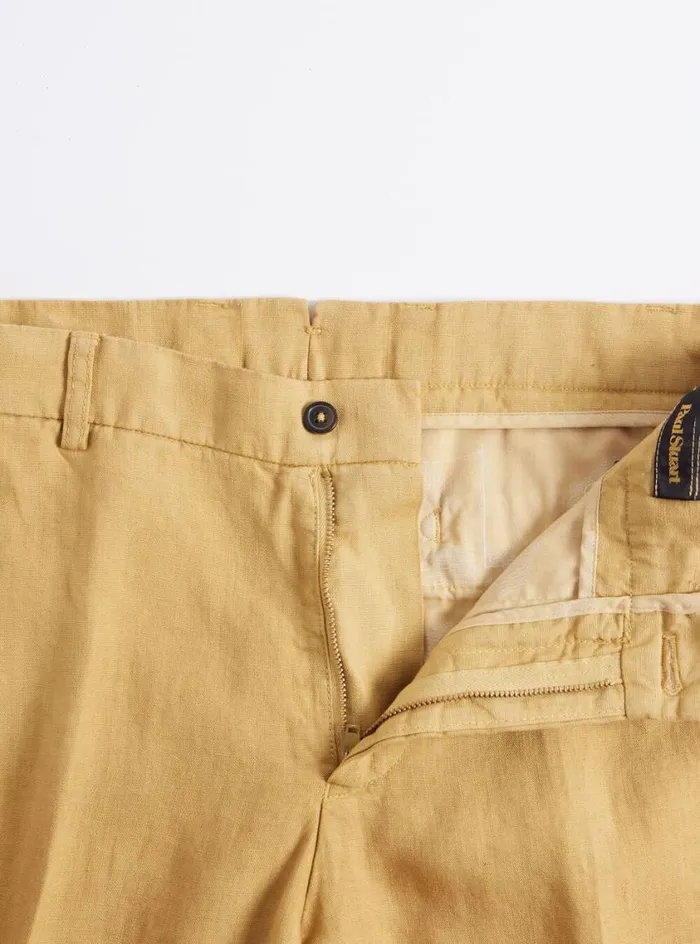 Men Paul Stuart Pants Garment Washed Linen Pant Desert