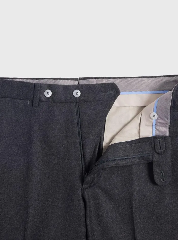 Men Paul Stuart Pants Wool and Cashmere Flannel Trousers Charcoal