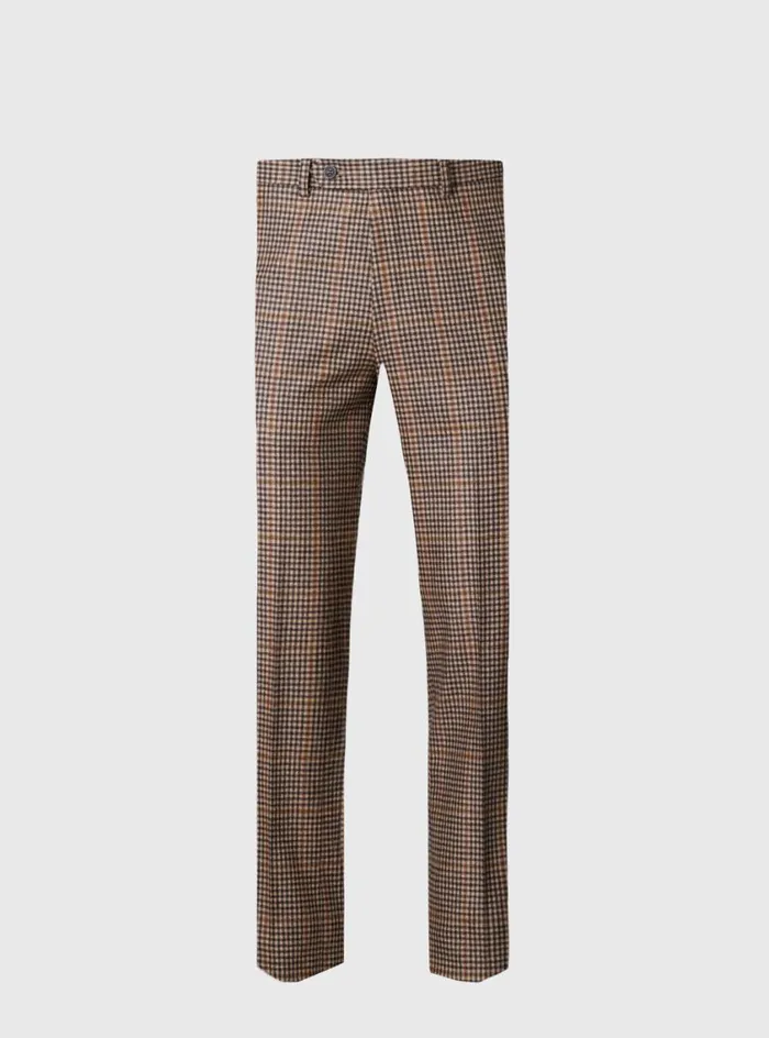 Men Paul Stuart Pants Wool Plaid Trouser Brown