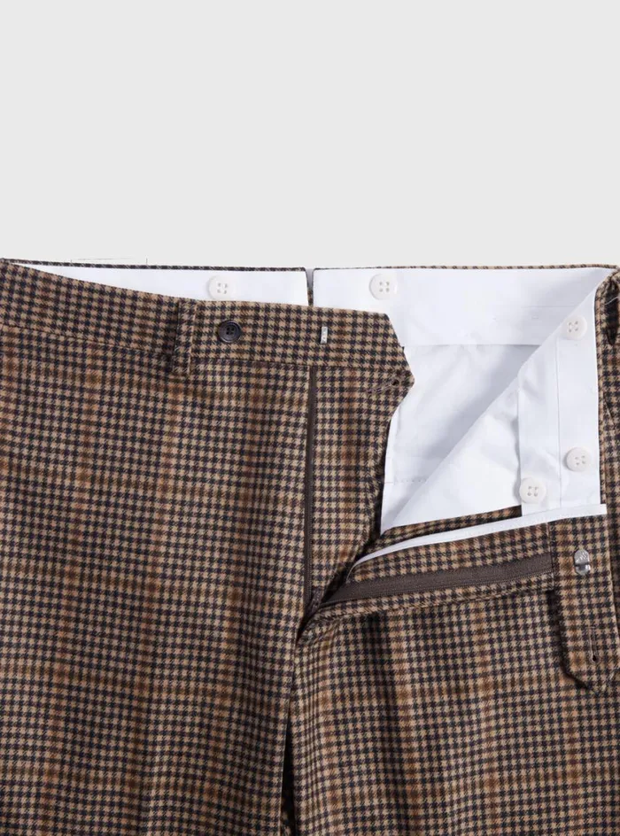 Men Paul Stuart Pants Wool Plaid Trouser Brown
