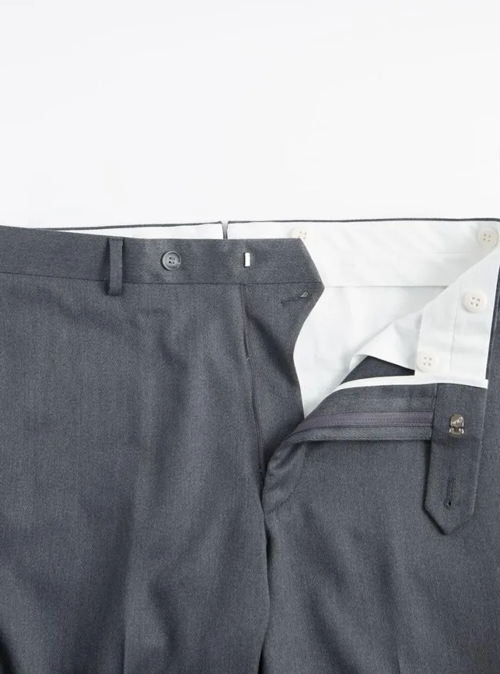 Men Paul Stuart Pants Wool Twill James Dress Trouser Mid Grey