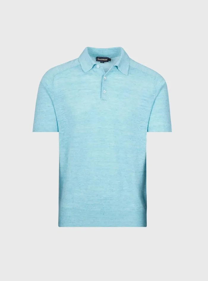 Men Paul Stuart Polos and TShirts Linen Mlange Polo Mint