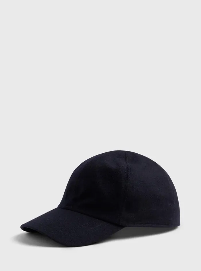 Men Paul Stuart Scarves Hats Gloves Baseball Cap With Ear Flaps Navy