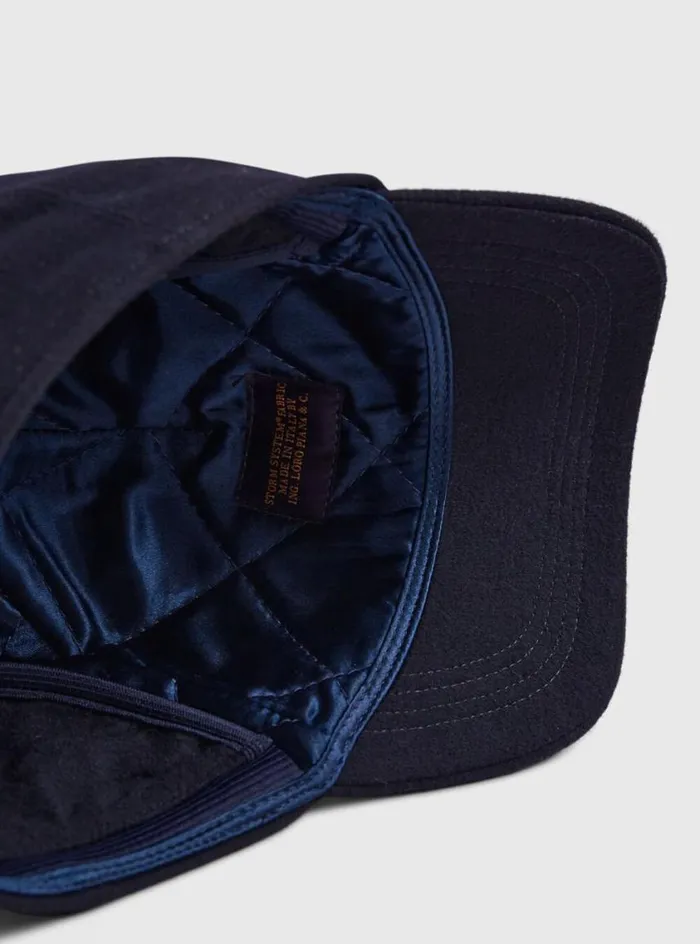 Men Paul Stuart Scarves Hats Gloves Baseball Cap With Ear Flaps Navy