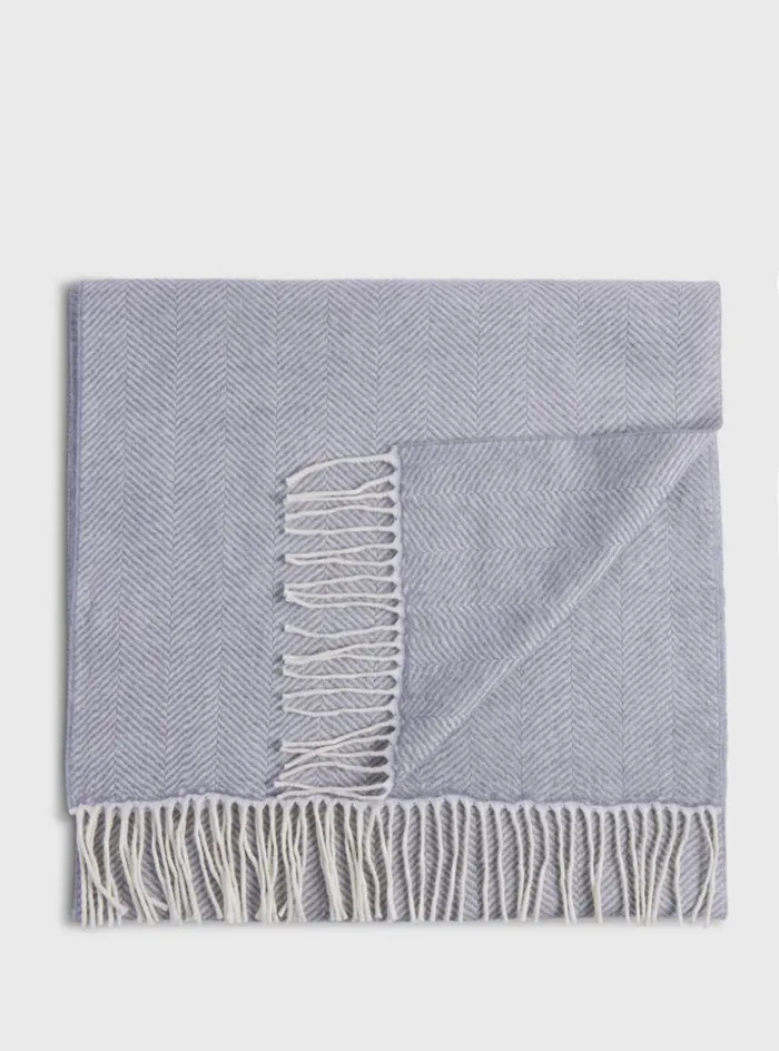Men Paul Stuart Scarves Hats Gloves Wool Chevron Scarf Silver