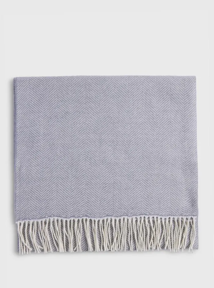 Men Paul Stuart Scarves Hats Gloves Wool Chevron Scarf Silver