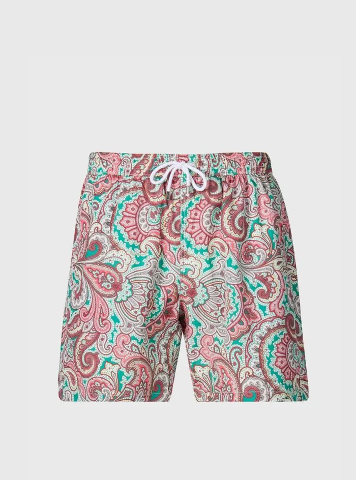 Men Paul Stuart Shorts and Swim Trunks Paisley Print Swim Trunk Greenred