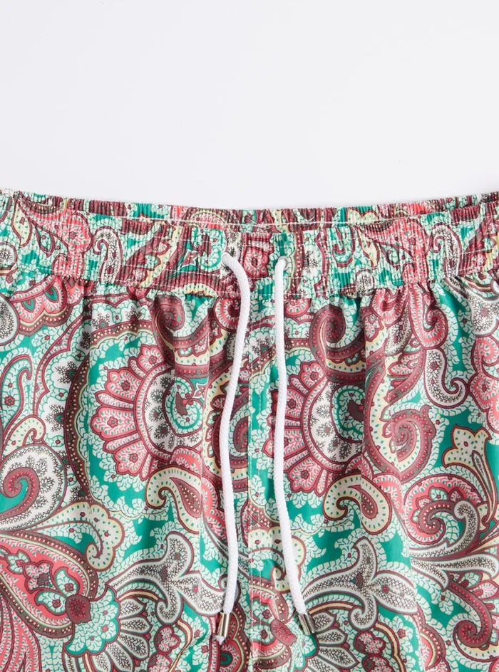 Men Paul Stuart Shorts and Swim Trunks Paisley Print Swim Trunk Greenred