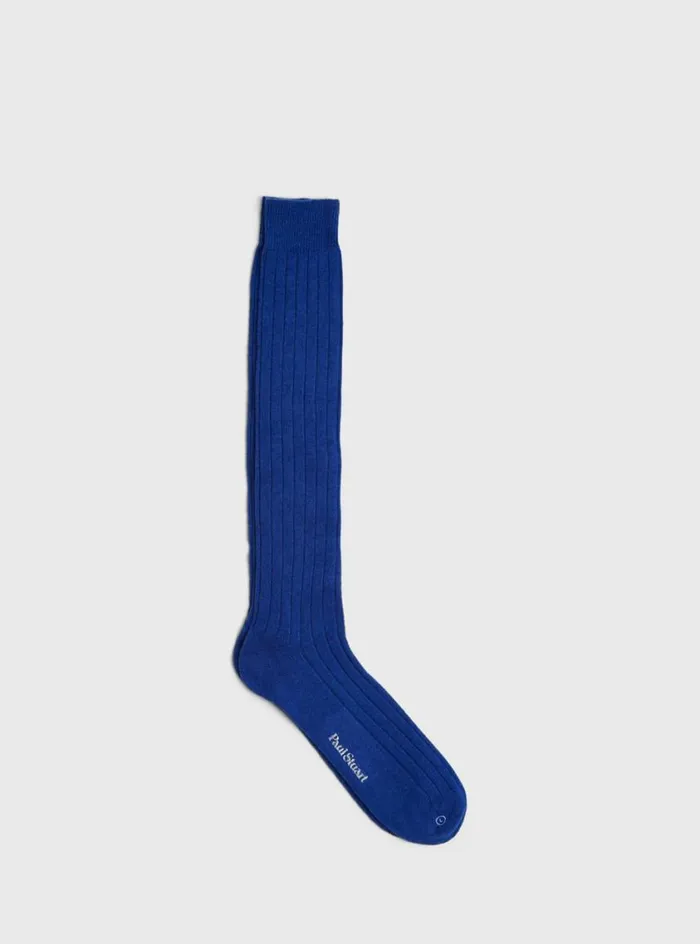 Men Paul Stuart Socks Cashmere Ribbed Sock Royal Blue