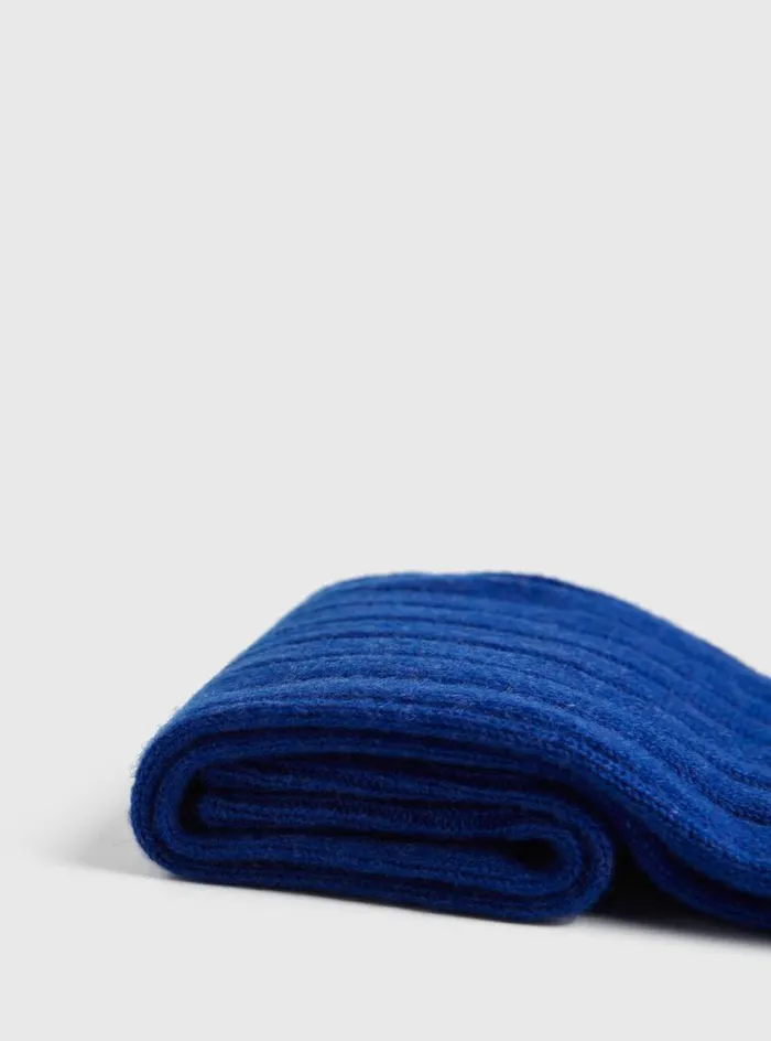 Men Paul Stuart Socks Cashmere Ribbed Sock Royal Blue