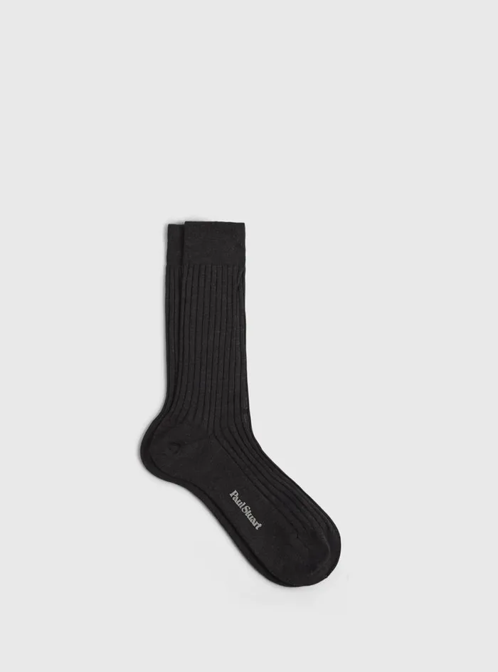 Men Paul Stuart Socks Classic Merino Wool Ribbed Sock Grey