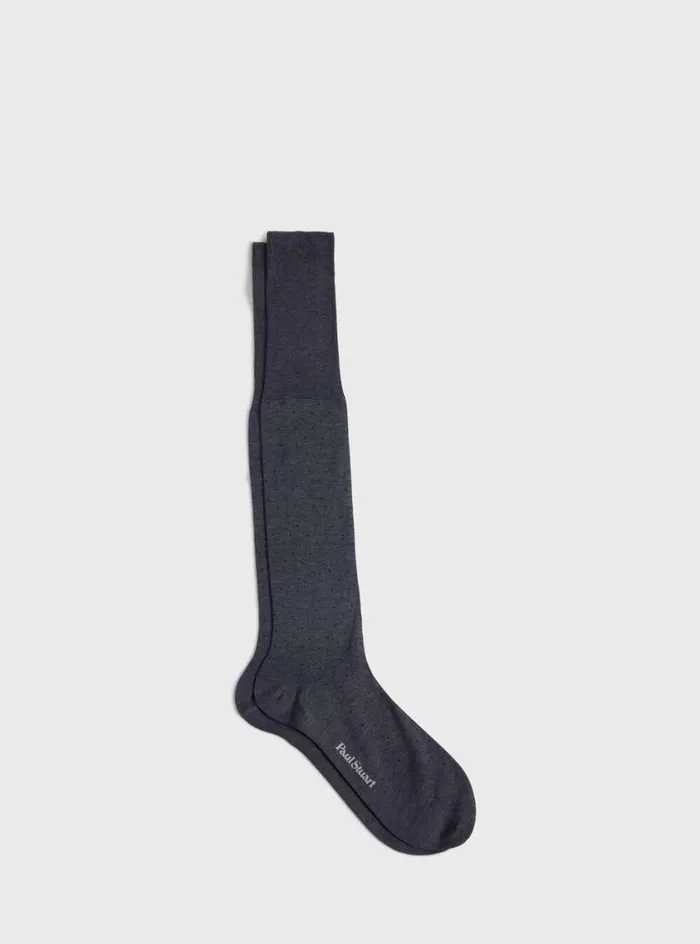 Men Paul Stuart Socks Cotton Birds Eye Sock Medium Grey
