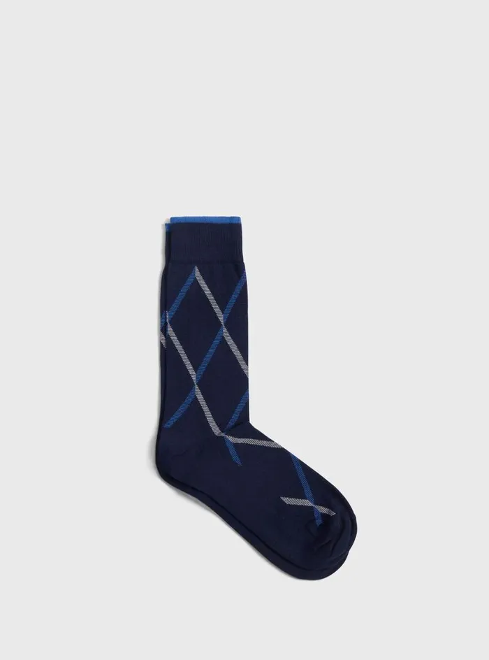 Men Paul Stuart Socks Cotton Blend Argyle Sock Navy