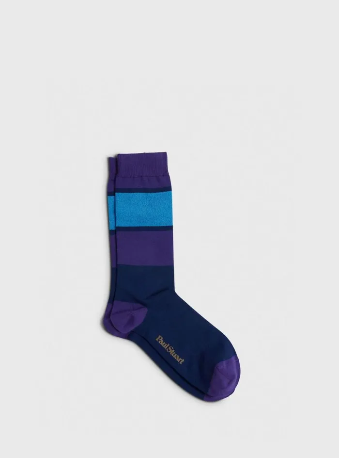 Men Paul Stuart Socks Cotton Colorblock Sock Navy
