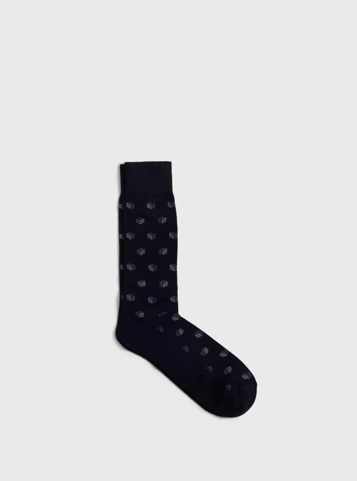 Men Paul Stuart Socks Deco Motif Sock Black