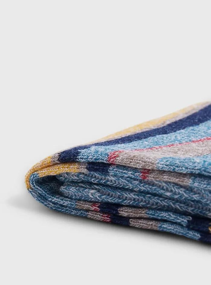 Men Paul Stuart Socks Linen Mlange Striped Sock Seafoam