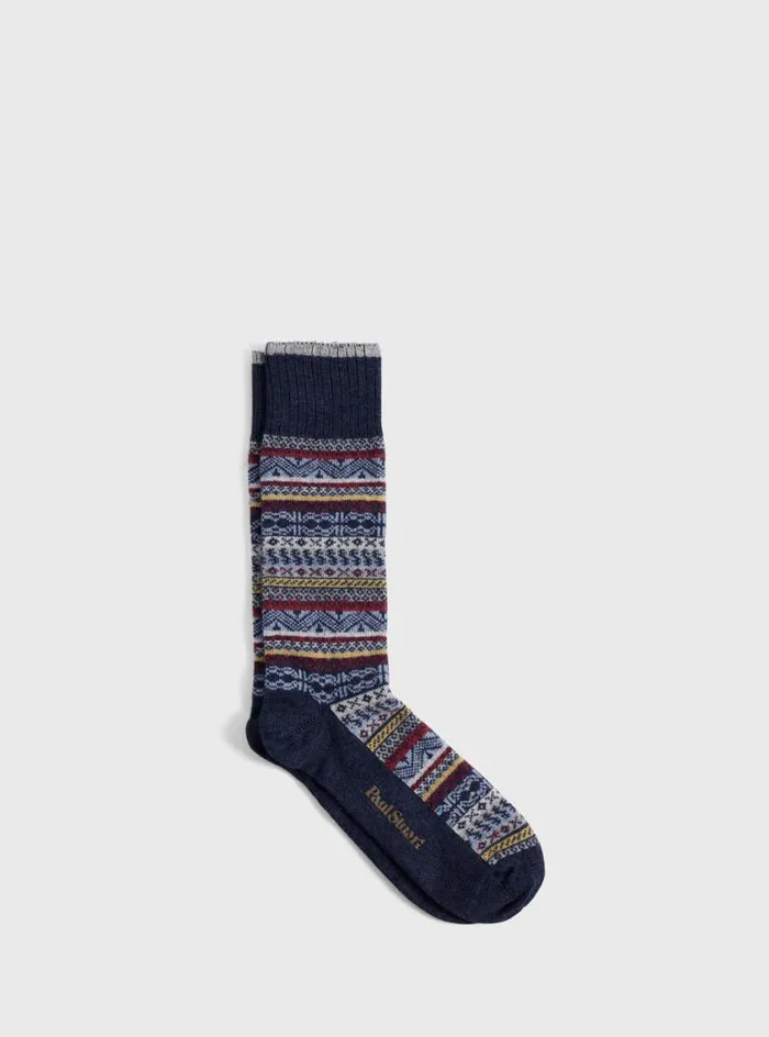 Men Paul Stuart Socks Multicolor Fair Isle Sock Denim