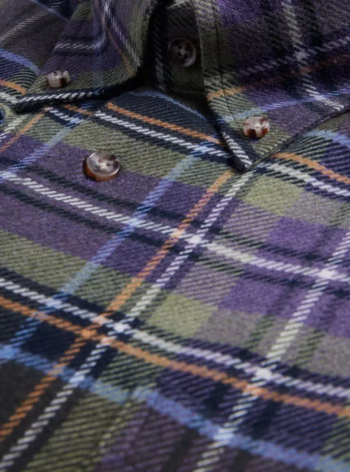 Men Paul Stuart Sport Shirts Flannel Plaid Sport Shirt Greenpurple