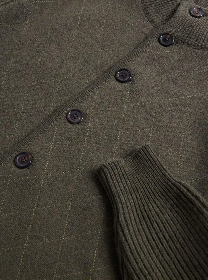 Men Paul Stuart Sweaters Cashmere Quilted Button Front Cardigan Loden