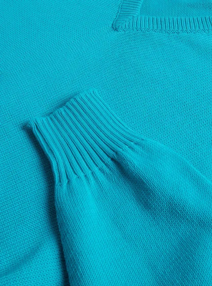 Men Paul Stuart Sweaters Cotton VNeck Sweater Turquoise