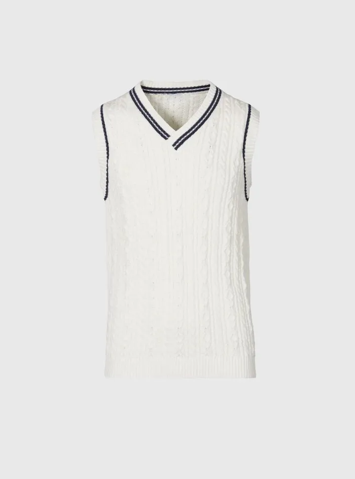 Men Paul Stuart Sweaters Tennis Vest White
