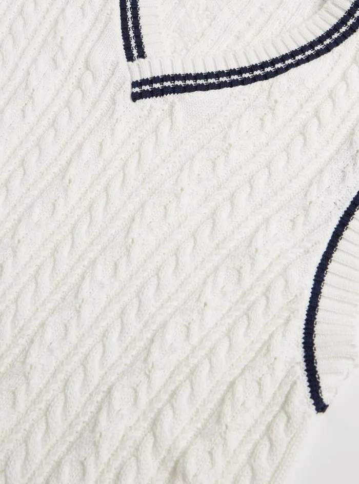 Men Paul Stuart Sweaters Tennis Vest White