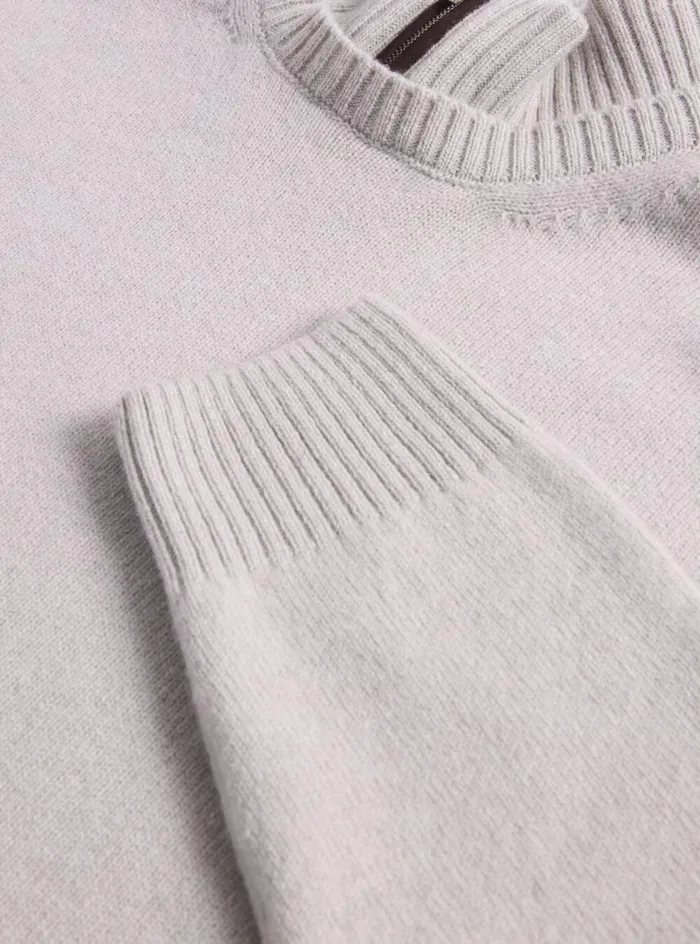 Men Paul Stuart Sweaters Wool and Cashmere Mock Neck Zip Sweater Cream