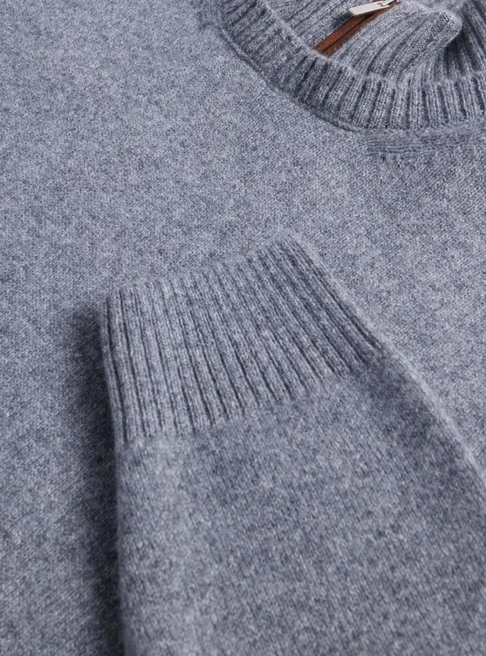Men Paul Stuart Sweaters Wool and Cashmere Mock Neck Zip Sweater Grey