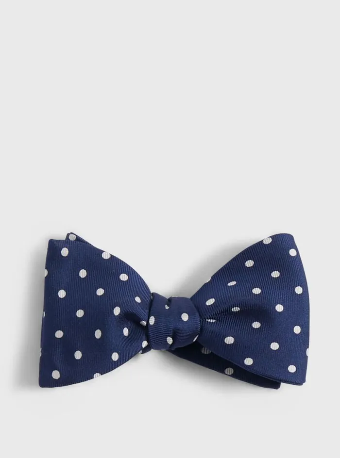 Men Paul Stuart Ties Printed Silk Dot Bow Tie Navy