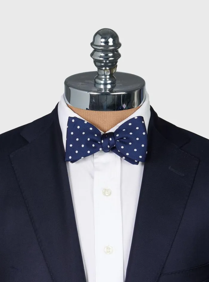 Men Paul Stuart Ties Printed Silk Dot Bow Tie Navy