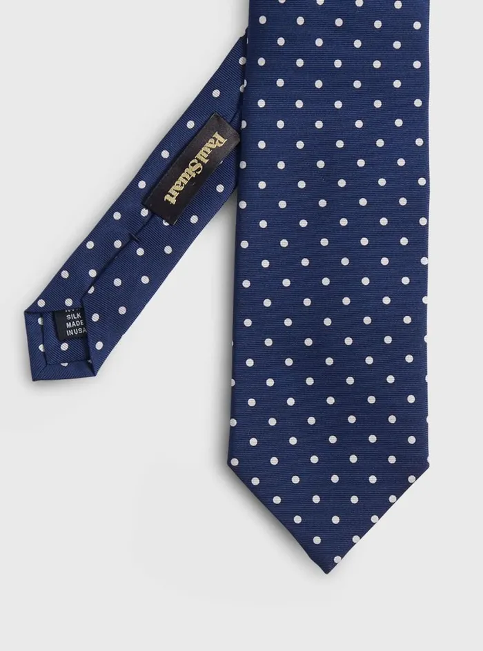 Men Paul Stuart Ties Printed Silk Dot Tie Navy