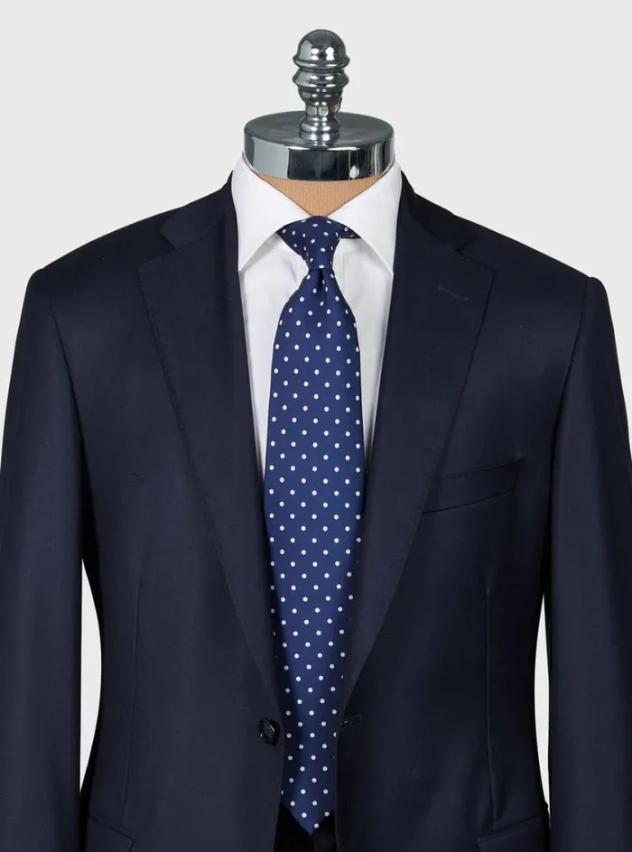 Men Paul Stuart Ties Printed Silk Dot Tie Navy