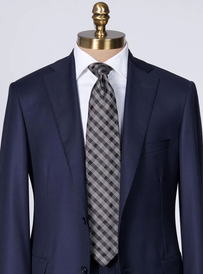 Men Paul Stuart Ties Silk Jacquard Check Tie Black
