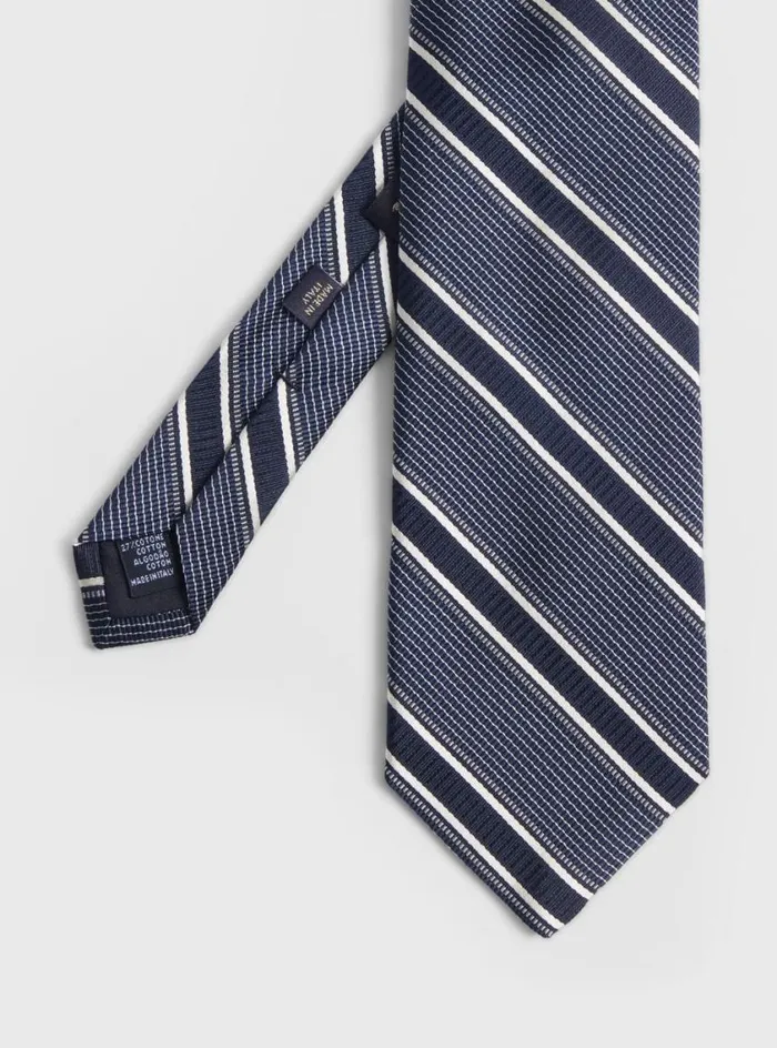 Men Paul Stuart Ties Silk Jacquard Macclesfield Stripe Tie Black