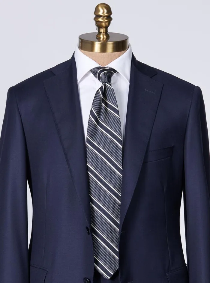 Men Paul Stuart Ties Silk Jacquard Macclesfield Stripe Tie Black