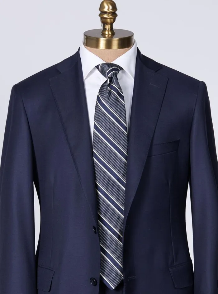 Men Paul Stuart Ties Silk Jacquard Macclesfield Stripe Tie Blue