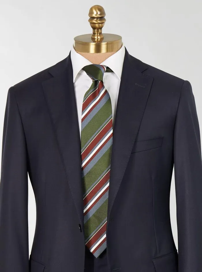 Men Paul Stuart Ties Woven Silk Jacquard Stripe Tie Green