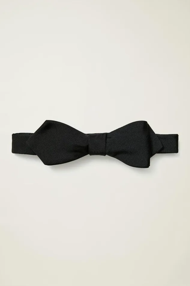 Men Premium Bowtie Matte Black Silk Bonobos Ties and Pocket Squares