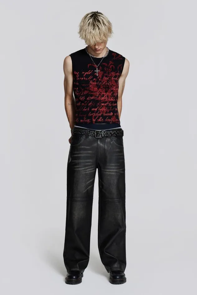 Men Printed Script Tank Jaded London TShirts and Vests