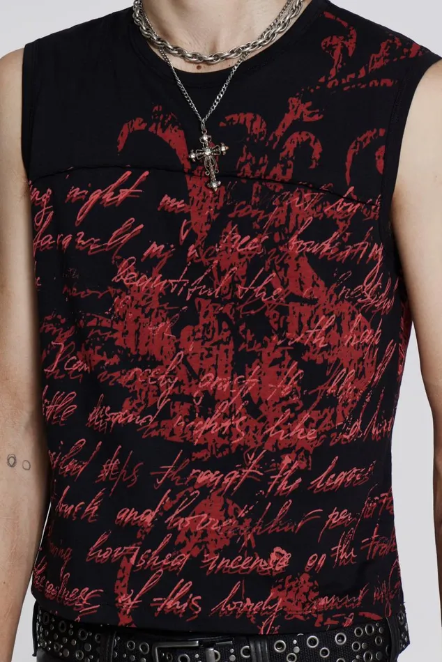 Men Printed Script Tank Jaded London TShirts and Vests