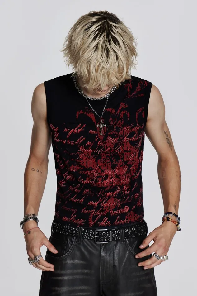 Men Printed Script Tank Jaded London TShirts and Vests