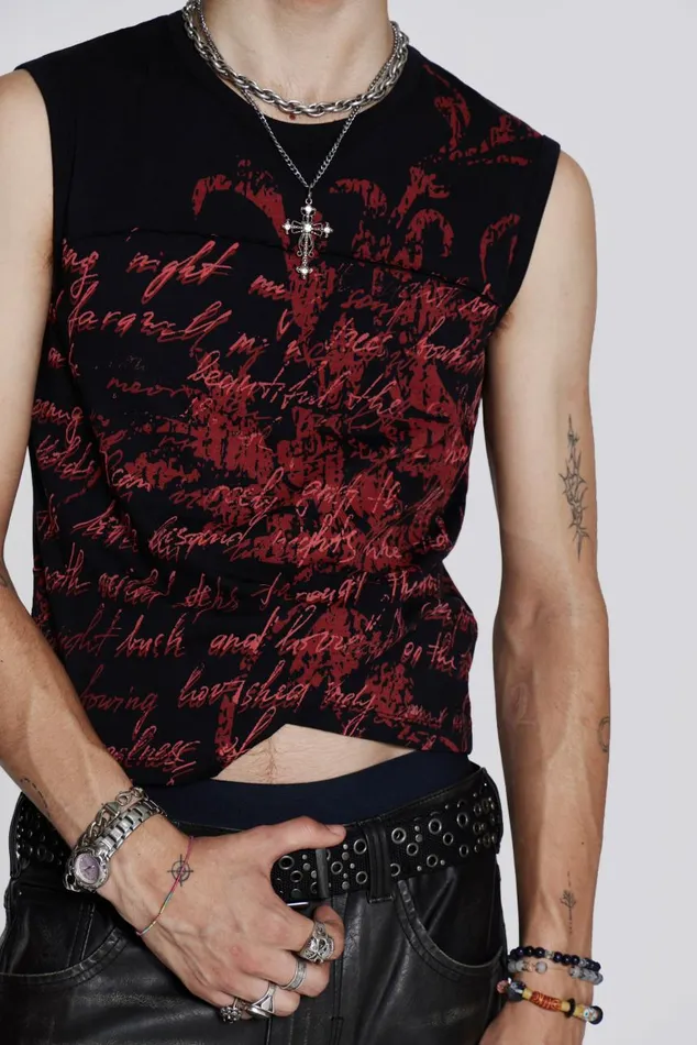 Men Printed Script Tank Jaded London TShirts and Vests
