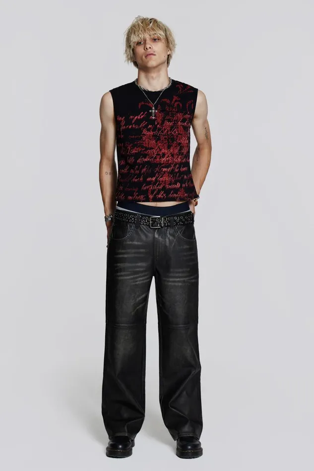 Men Printed Script Tank Jaded London TShirts and Vests