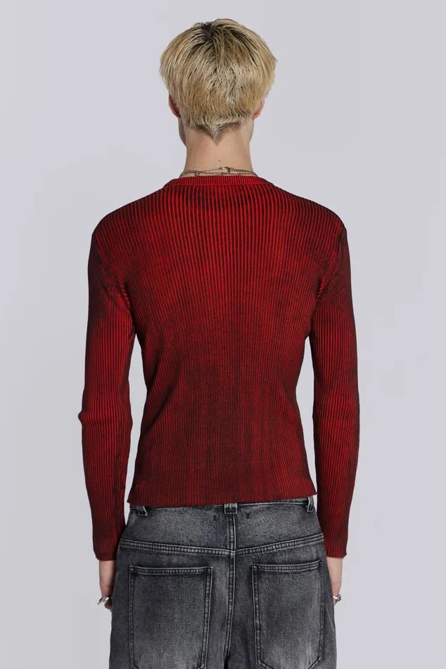 Men Red Scrape Knit Jaded London Knitwear