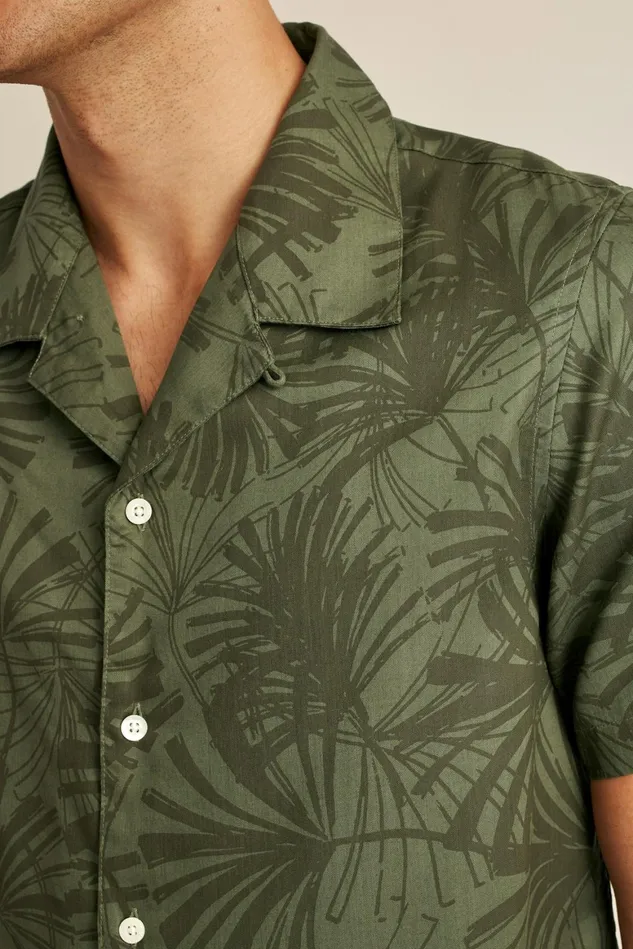 Men Riviera Cabana Shirt Olive Palm Fronds Bonobos Casual Shirts