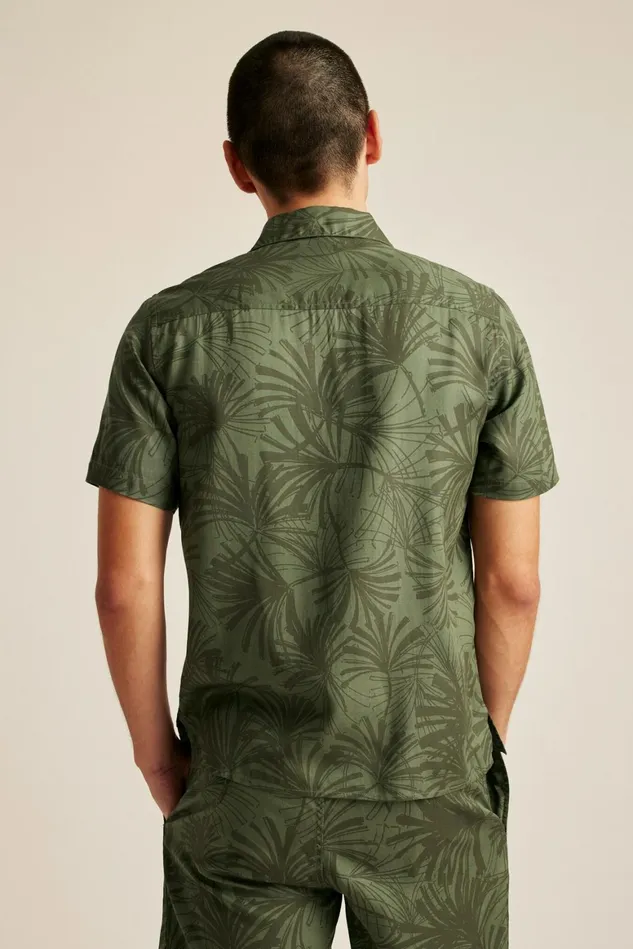 Men Riviera Cabana Shirt Olive Palm Fronds Bonobos Casual Shirts