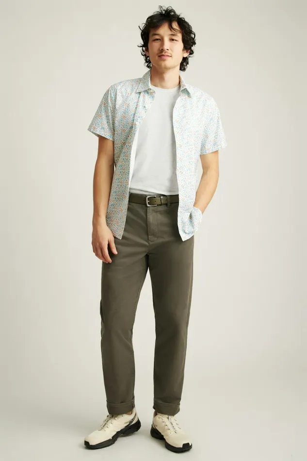 Men Riviera Short Sleeve Shirt Brown Blue Garden Bonobos Casual Shirts