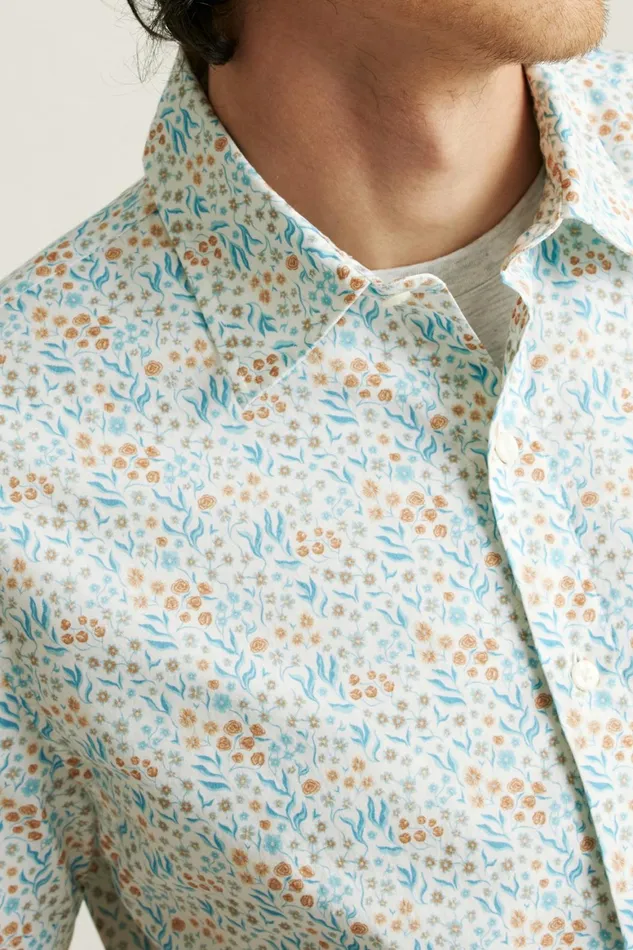 Men Riviera Short Sleeve Shirt Brown Blue Garden Bonobos Casual Shirts