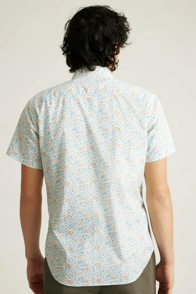 Men Riviera Short Sleeve Shirt Brown Blue Garden Bonobos Casual Shirts