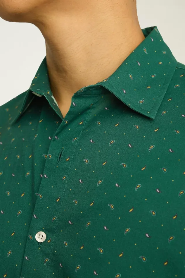 Men Riviera Short Sleeve Shirt Jade Paisley Floral Bonobos Casual Shirts